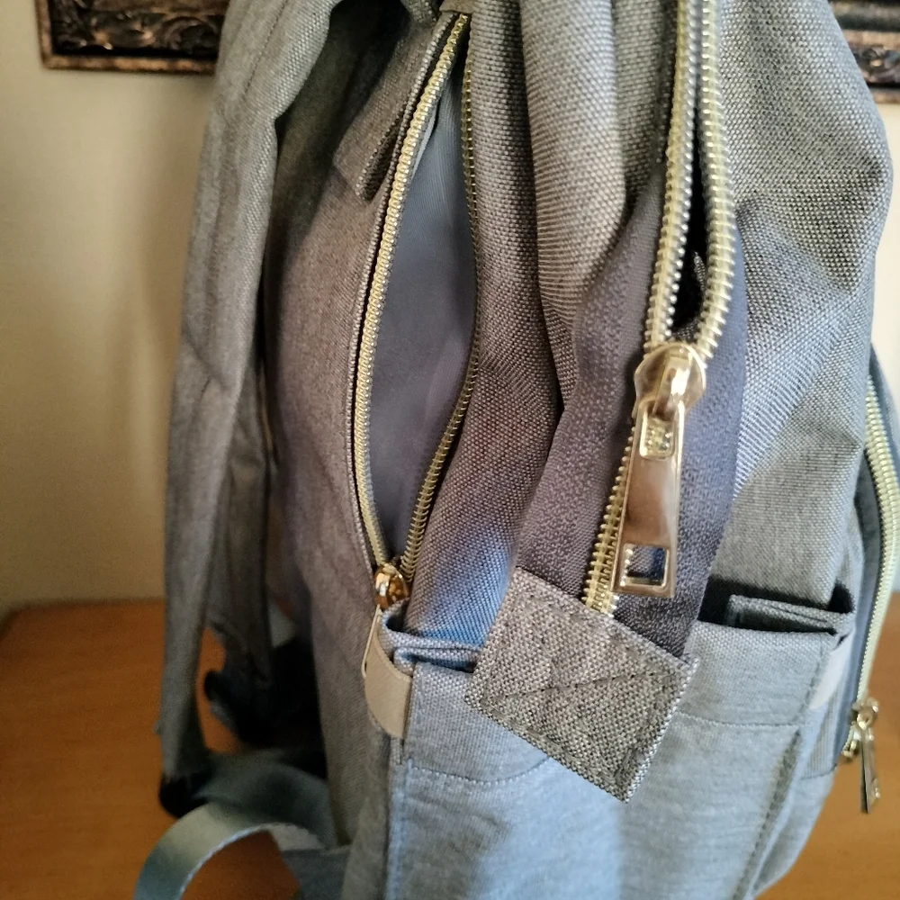 Pofunuo Love Mommy Large gray baby Diaper bag backpack Travel